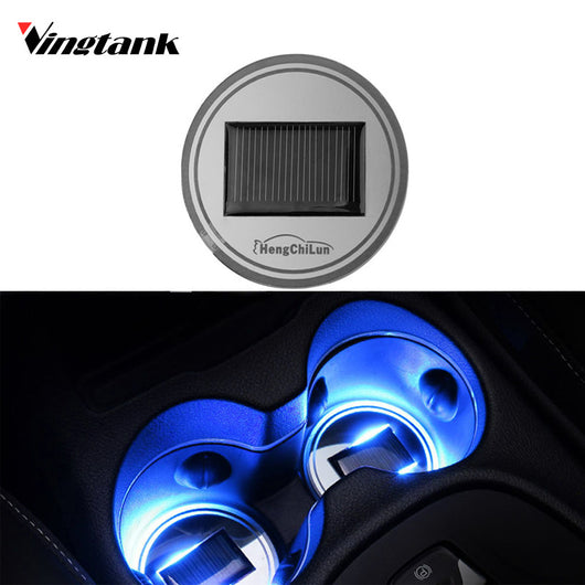 Vingtank Universal Waterproof Solar LED Car Cup Holder Mat Pad Bottle Drinks Coaster Built-in Vibration Light Sensor Car Cup Mat