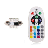 1 Pair 36mm 5050 6SMD RGB LED Car Interior Reading Lights With Remote Control