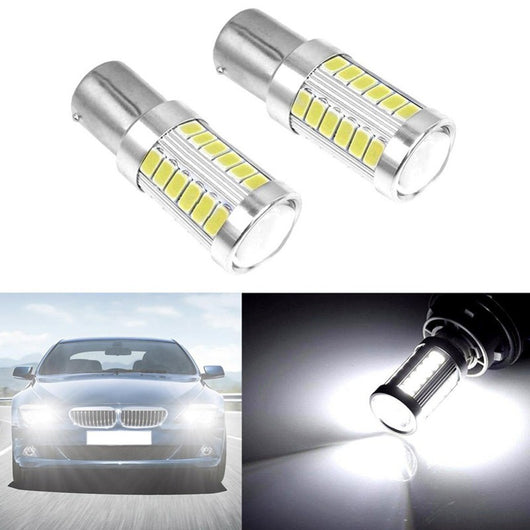 2PCS BA15S P21W 1156 LED Car Backup Reverse Light White LED Per Bulb 33-SMD 5630 Security Night Lighting Car Lights Bulb