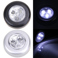 Mini Touch Light 3 LED Cordless Stick Tap Wardrobe Touch Lamp Battery Powered Round Veilleuse Cordless Cars Cabinets  Lamp